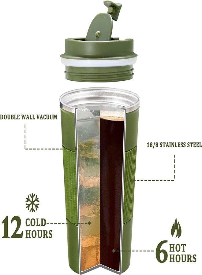 ZOKIXTO New Stainless Steel Vacuum Insulated Travel Tea and Coffee Mug -Insulated Cup for Hot & Cold Drinks, Travel Thermos Flask with Lid. (Green, 510 Ml) - Image 4